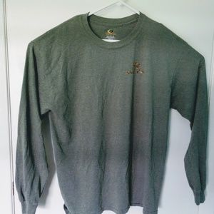 Mens Mossy Oak Tshirt Long Sleeve Green Spell Out